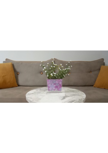 2 Adet Vazo Dahil,vazoda Çiçek,beyaz Yapay Çiçek,vazo Dekoratif Pembe Çiçekli 10X15X3CM