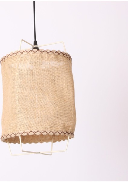 Mylamp Cappadocia Doğal Jüt Krem Barlı Avize 25X35 cm