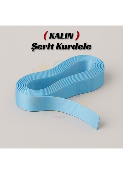 Açık Mavi Saten Kurdele 2 cm 10 Metre, Bohça Çeyiz Özel Gün Süsleme Kurdelesi