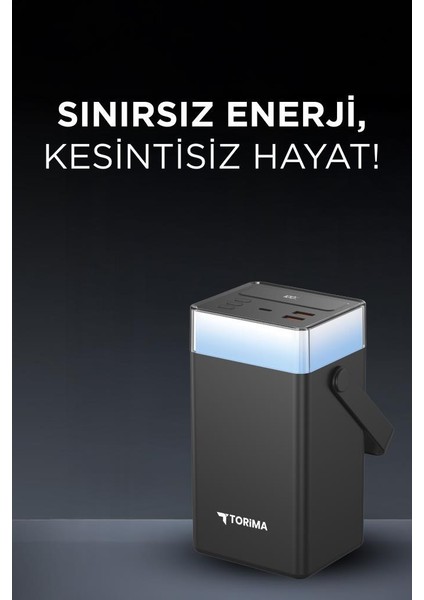 TRM-1061 Siyah 60.000 Mah Type-C + Lightning + USB Taşınabilir 22,5 W Hızlı Şarj Dijital Göstergeli Rgb LED Işıklı Powerbank modelleri