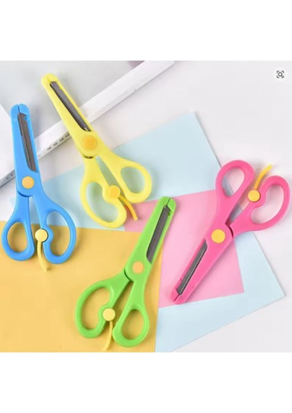 6 Adet Renkli Çocuk Makası Yaylı Korumalı Makas Plastik Makas Küt Uçlu fırsatları