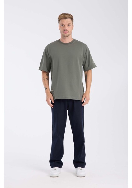 Bergman Keten Görünümlü Pamuklu Flamlı Rahat Kalıp Pileli Erkek Pantolon - Lacivert indirimleri