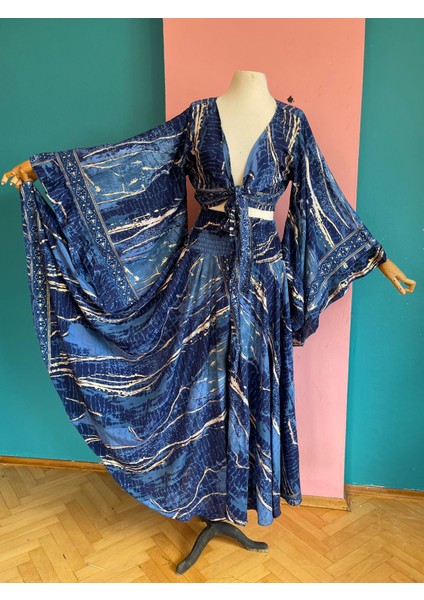 Ipek Yaldızlı Palazzo Pantolon & Bağlamalı Üst Takım – Bohem Şık Tasarım modelleri