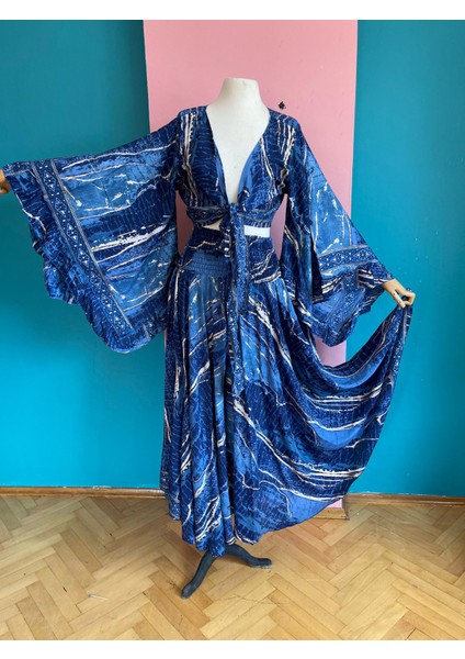 Ipek Yaldızlı Palazzo Pantolon & Bağlamalı Üst Takım – Bohem Şık Tasarım fırsatları