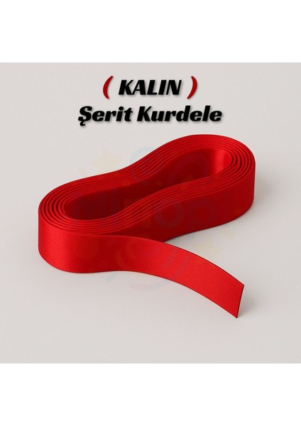 Kırmızı Saten Kurdele 2 cm 10 Metre, Bohça Çeyiz Özel Gün Hediye Süsleme Kurdelesi