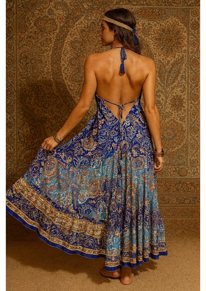 Ince Askılı Ipek Sırtı Açık Uzun Bohem Elbise fiyatları