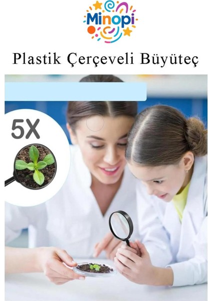 Plastik Çerçeve Saplı Büyüteç Mercek Deney Malzemesi - 90 mm fırsatları