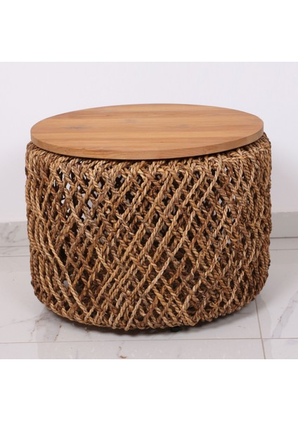 Mylamp Abaka Sehpa Teak Üst Tablalı 60 X45 cm