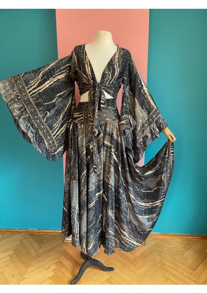 Ipek Yaldızlı Palazzo Pantolon & Bağlamalı Üst Takım – Bohem Şık Tasarım fiyatları