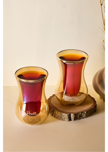 Amber 2'li Isıya Dayanıklı Çift Cidarlı Cam Çay Bardağı 150 ml