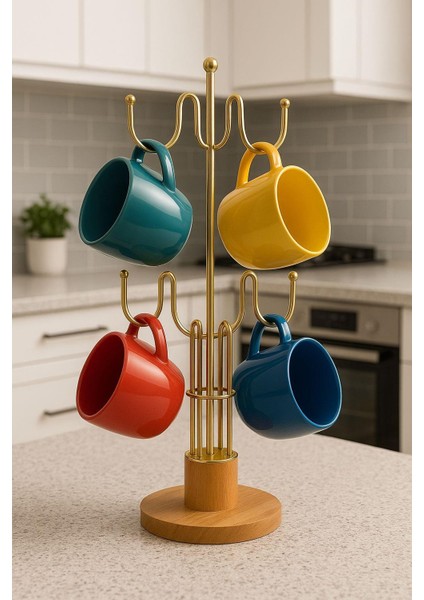 Ahşap Ayaklı Metal Gold Kupa ve Fincan Askısı fiyatları