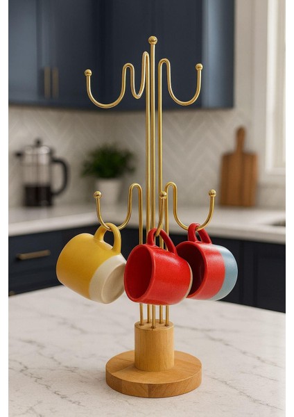 Ahşap Ayaklı Metal Gold Kupa ve Fincan Askısı modelleri