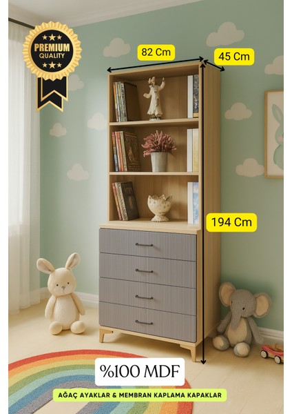 Ege MDF Çekmeceli Şifonyer ve Kitaplık Set | Modern Genç Odası Takımı | Ağaç Ayaklı, Dayanıklı MDF Gövde | Şık ve Fonksiyonel Tasarım | Arion Kids Kalitesiyle fiyatları