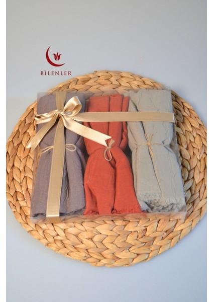 Bambu Kraş Şal – 75X210 cm | Nefes Alabilir, Terletmez, Tok Duruşlu Mevsimlik Kumaş (3'lü Kutu)