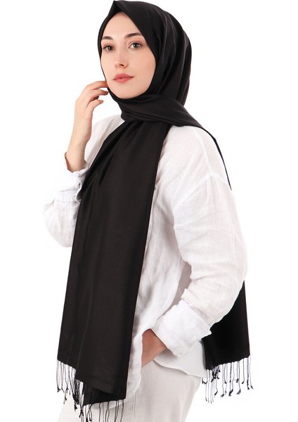 Siyah Çift Taraflı Ipek Şal