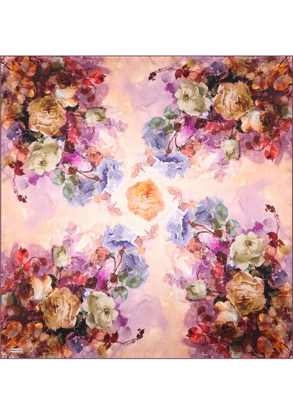 Mürdüm Kamelya Desen Sura Ipek Eşarp modelleri