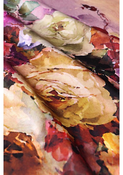 Mürdüm Kamelya Desen Sura Ipek Eşarp fırsatları