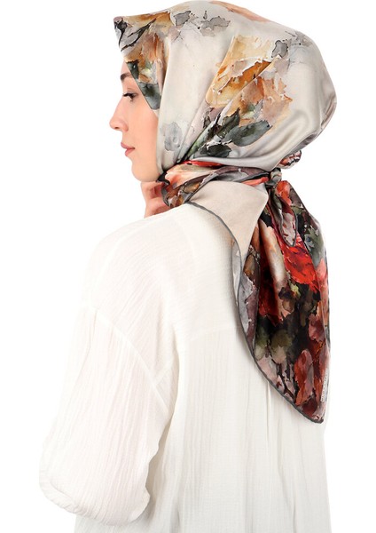 Gri Kamelya Desen Sura Ipek Eşarp fiyatları