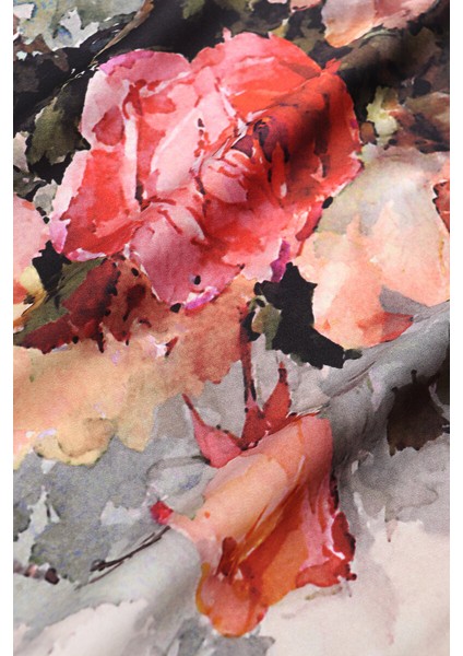 Gri Kamelya Desen Sura Ipek Eşarp fırsatları