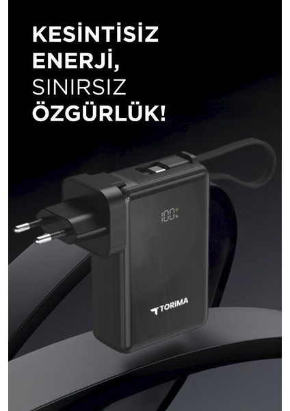 TRM-1017 Siyah 10000 Mah Type-C Giriş ve Çıkışlı Taşınabilir 22,5 W Hızlı Şarj Dijital Göstergeli Powerbank fiyatları