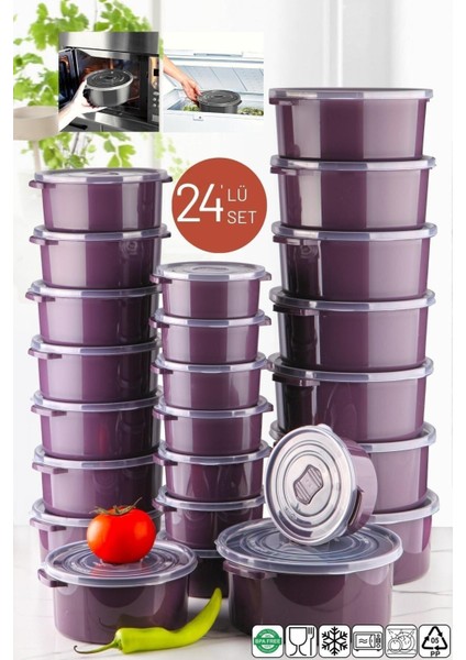 24 Parça PP Plastik Saklama Kabı Seti - 2 Lt, 1 Lt ve 0,5 Lt, Mikrodalga ve Dondurucuda Kullanıma Uygun modelleri
