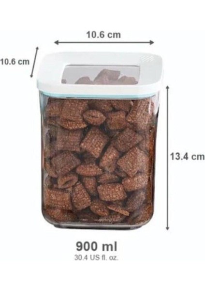 Kare Vakumlu Saklama Kabı Seti - Sert Plastik, 30 Parça, 6 Farklı Boyutta: 1700, 1200, 900, 700 ve 250 ml Kapasite