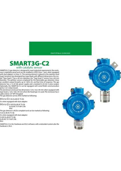 S2097VB Gc2 Sensitron SMART3G Gaz Dedektörü 4-20MA Çıkışlı Atex Iecex Sertifikalı fiyatları