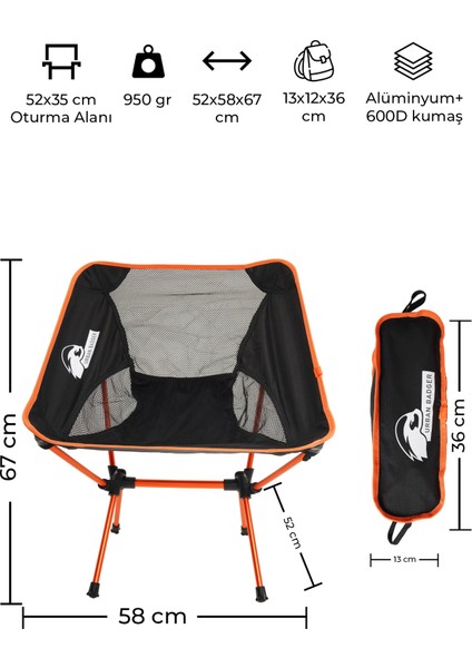 Loki Çantalı Katlanır Sandalye Turuncu