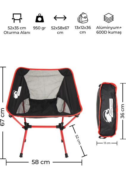 Loki Çantalı Katlanır Sandalye Kırmızı