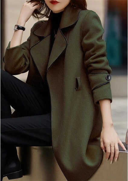 Kaşe Kadın Şık Yaka Kaban ve Kemer modelleri