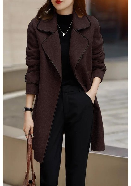 Kaşe Kadın Şık Yaka Kaban ve Kemer modelleri