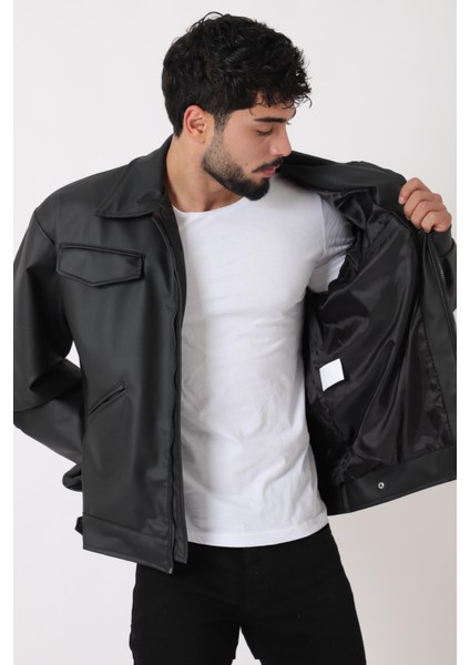 Cep Detay Dik Yaka Suni Deri Mont Bl 1848_50455 modelleri