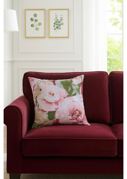 Duck Çiçekli Kırlent Kılıfı Pembe 40X40