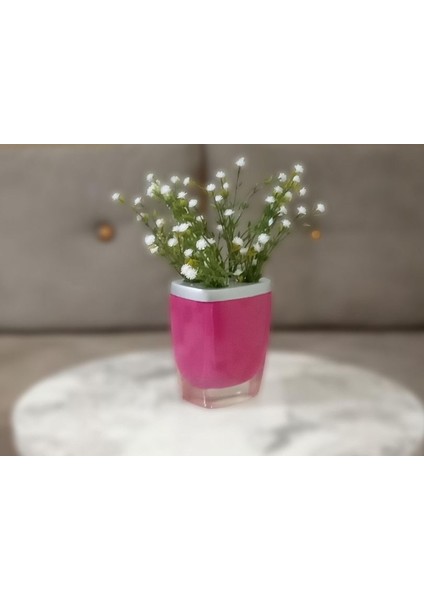 2 Adet Vazo Dahil,vazoda Çiçek,beyaz Yapay Çiçek,vazo Dekoratif Gri Pembe Poliresin 8X4X16CM indirimleri