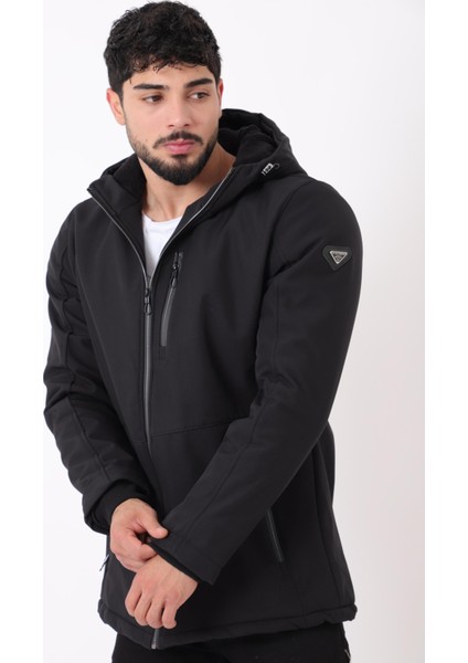 Uzay Kapüşonlu Içi Kürklü Softshell Kışlık Mont Pldp 3010_50454