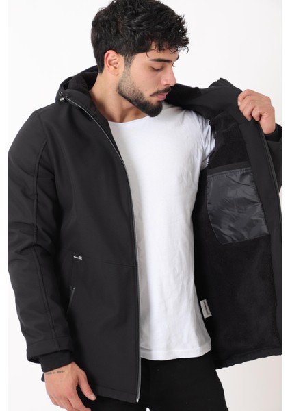 Uzay Kapüşonlu Içi Kürklü Softshell Kışlık Mont Pldp 3010_50454 fiyatları