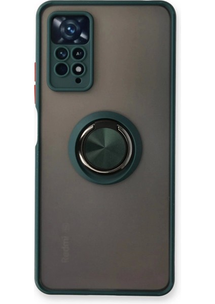 Newface Xiaomi Redmi Note 11 Pro Kılıf Montreal Yüzüklü Silikon Kapak - Yeşil