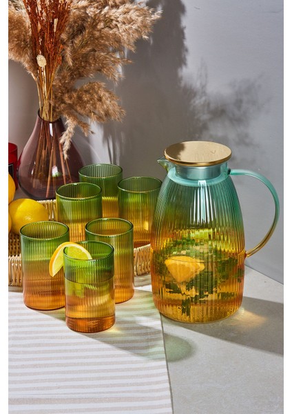 Savio Çizgi Color 7 Parça Bardak ve Sürahi Set