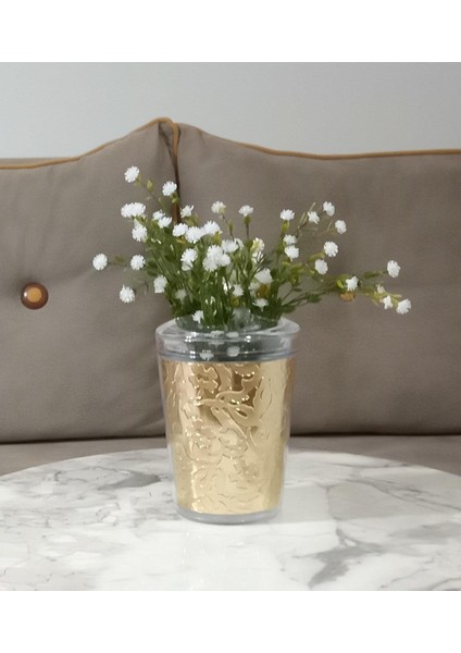 2 Adet Vazo Dahil,vazoda Çiçek,beyaz Yapay Çiçek,vazo Dekoratif Altın Yaprak 9X9X17CM fiyatları