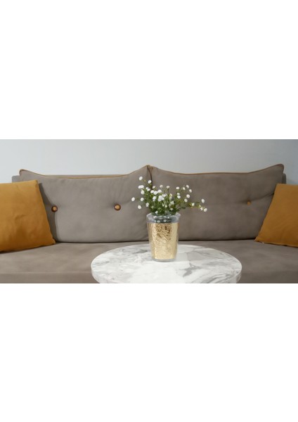 2 Adet Vazo Dahil,vazoda Çiçek,beyaz Yapay Çiçek,vazo Dekoratif Altın Yaprak 9X9X17CM