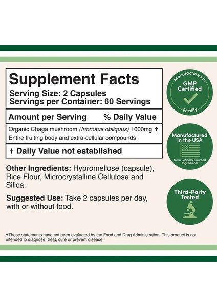 Chaga Mushroom Supplement 1000 Mg 120 Kapsül fırsatları
