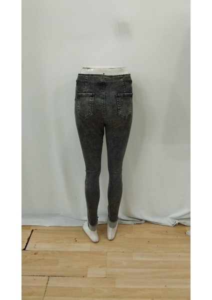 Kadın Çok Düğmeli Yüksek Bel Jean Pantolon fırsatları