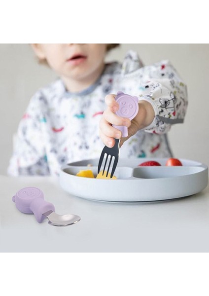 Kırmızı-Sarı Premium Çocuk Bpa Free Kaliteli Silikon Saplı Paslanmaz Çelik Uçlu Çatal-Kaşık Set fiyatları