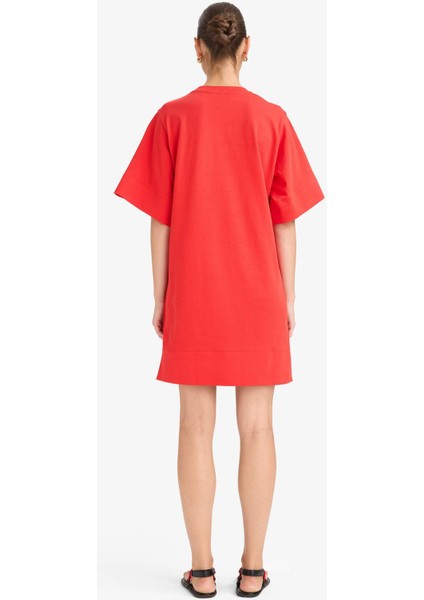 A Kesim Bisiklet Yaka Penye Kısa Kollu Mini Elbise G1343AX25AU