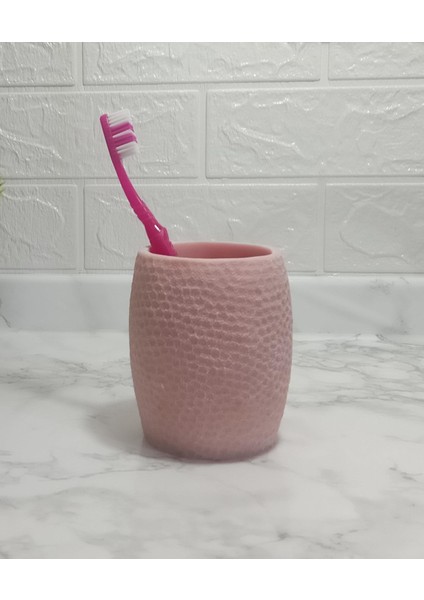 2 Adet Diş Fırçalık,macunluk Pembe Petek Desenli Poliresin 8X8X10CM 400ML Banyo Seti fiyatları