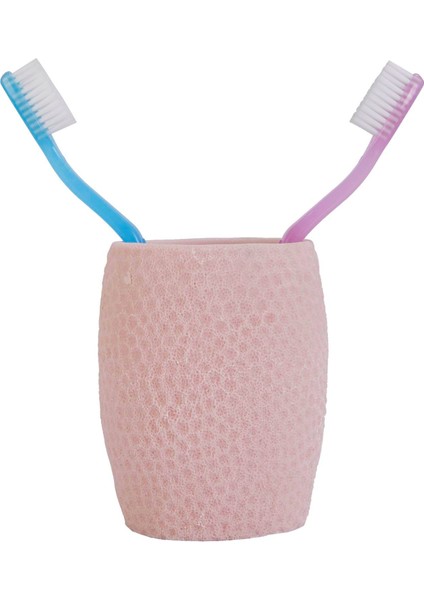 2 Adet Diş Fırçalık,macunluk Pembe Petek Desenli Poliresin 8X8X10CM 400ML Banyo Seti indirimleri