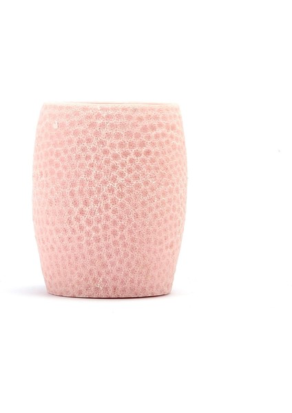 2 Adet Diş Fırçalık,macunluk Pembe Petek Desenli Poliresin 8X8X10CM 400ML Banyo Seti