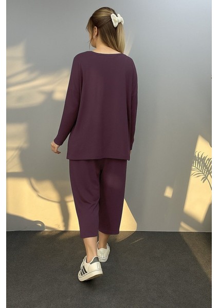 Kadın Uzun Kollu Iki Iplik Viskon Kumaş Ikili Takım