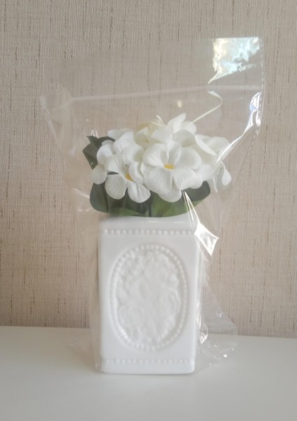 2 Adet Vazo Dahil,vazoda Çiçek,beyaz Yapay Çiçek,vazo Dekoratif Çiçekli Kare 8X8X16CM fırsatları