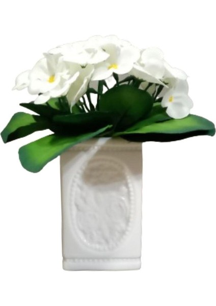 2 Adet Vazo Dahil,vazoda Çiçek,beyaz Yapay Çiçek,vazo Dekoratif Çiçekli Kare 8X8X16CM indirimleri